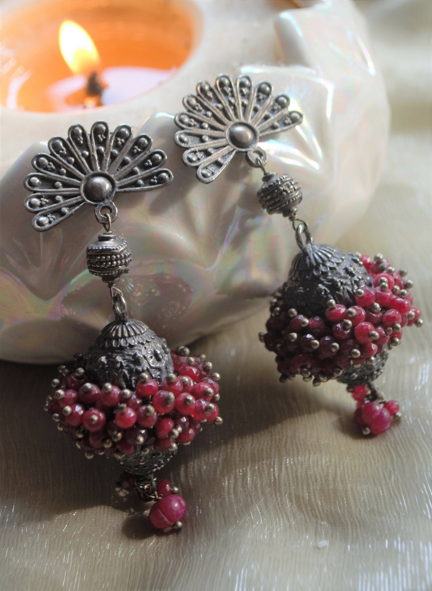 Red pakhawaj dholki earrings