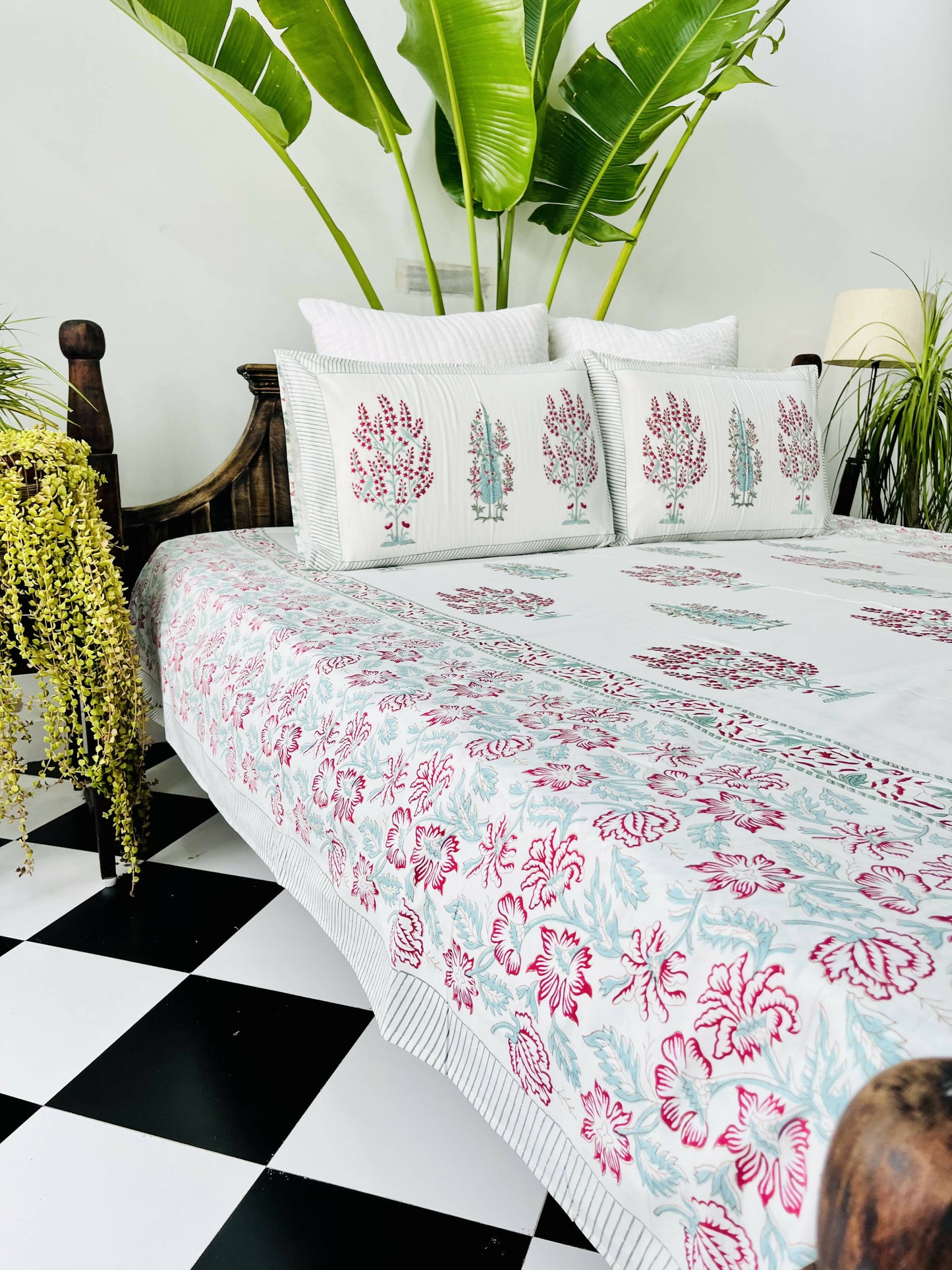 Panchi Hand Block Printed Cotton Bedding Set