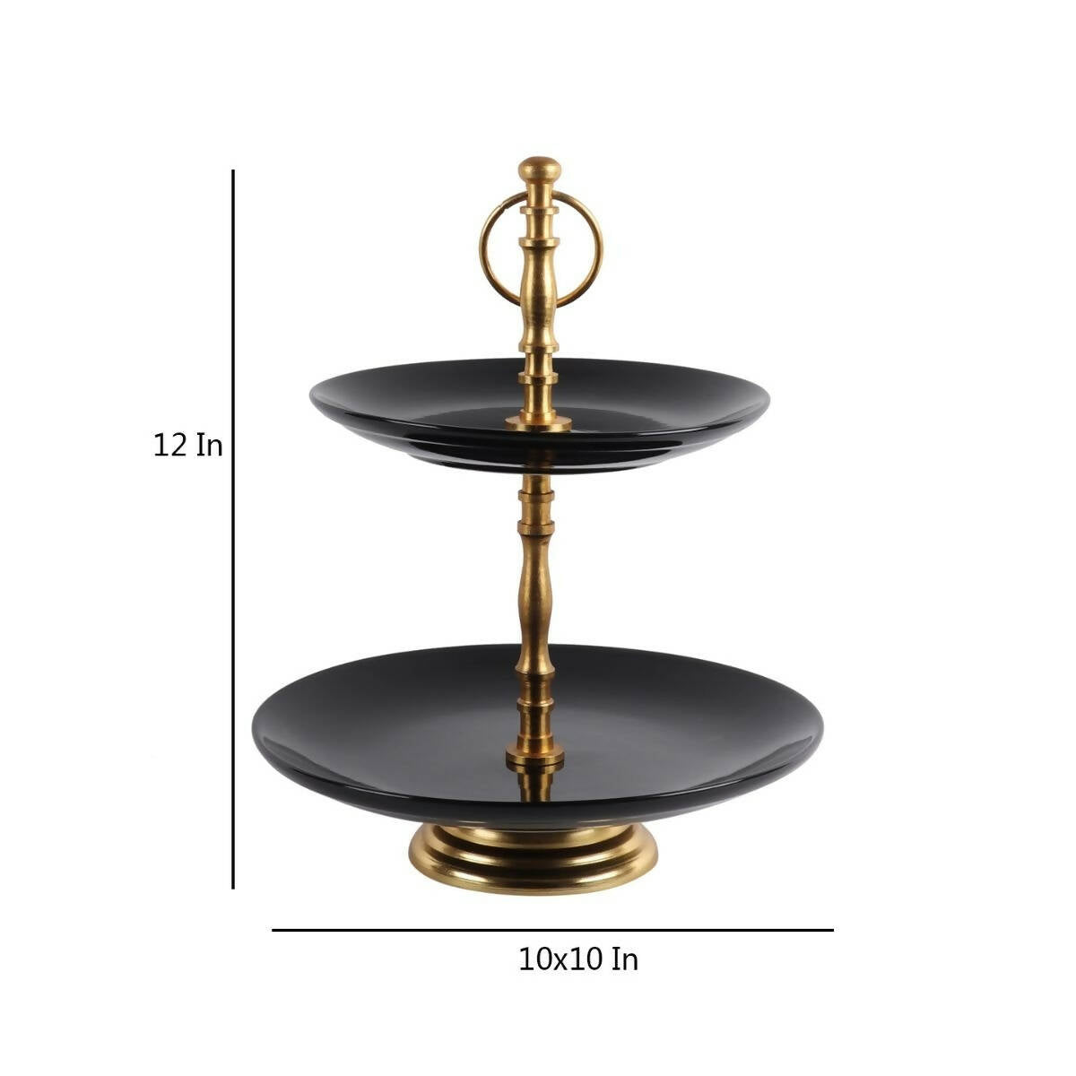 Black Ceramic Double Layer Cake Stand