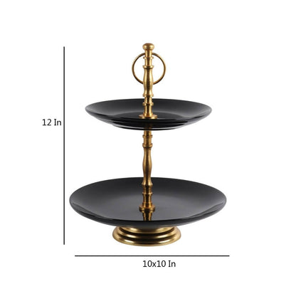 Black Ceramic Double Layer Cake Stand