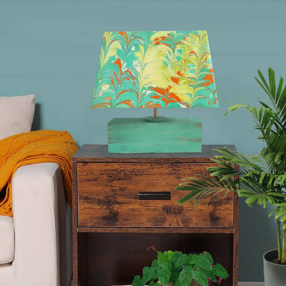 Modern Table Lamp - Marbling | Green and Yellow