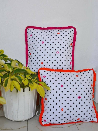 Polka Frill Cushion Cover