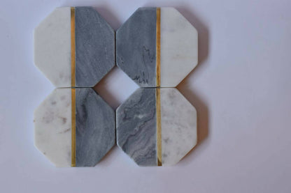 Coasters Marble Square Grey/White