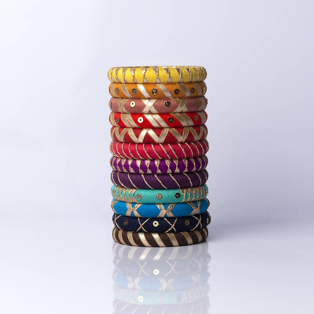 Pearl Gotapatti Bangle Set 2.4 Plastic