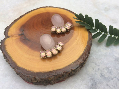 Rose Quartz and Crystal Studs