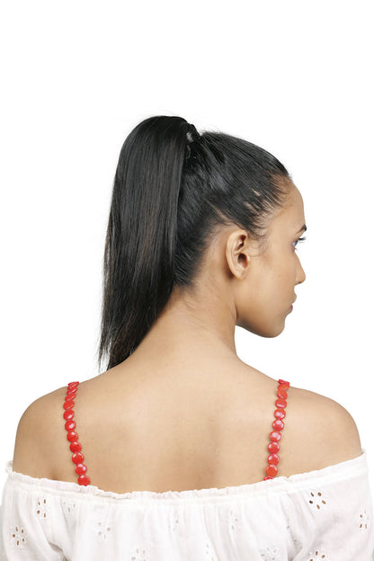Red Fusion Beaded Bra Strap
