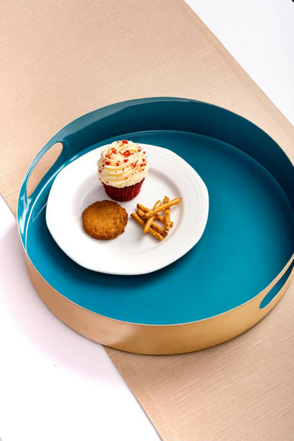 Tray Metal - Solid Blue Round