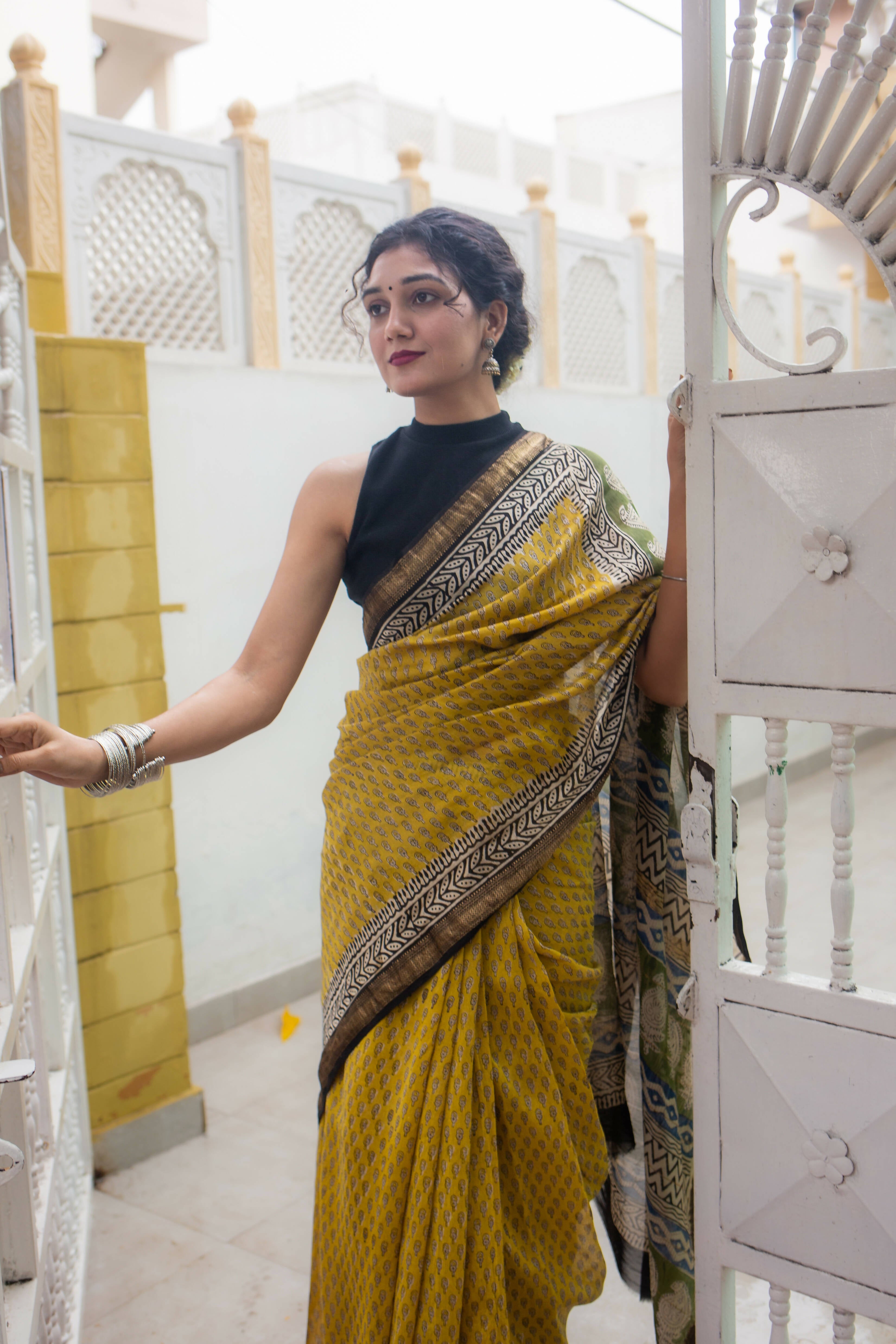 Lime Silk Brocade Saree Design by Raw Mango at Pernia's Pop Up Shop 2024