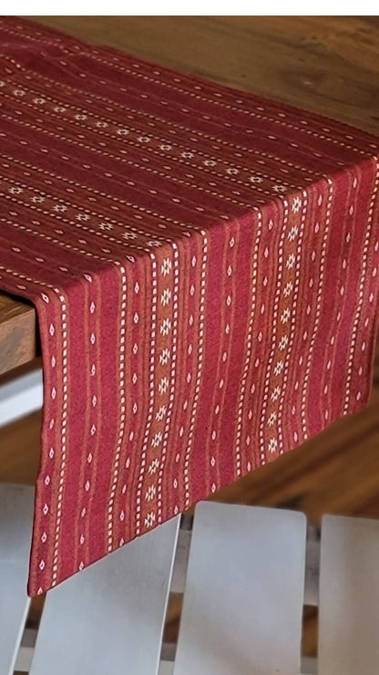 Woven Ruby Red Wipeable & Anti-skid Table Runner