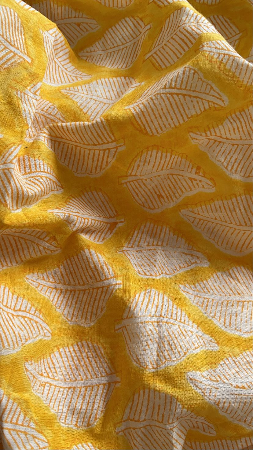 Mellow Yellow Hand Block Printed Cotton Full Jammies Set