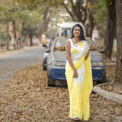 Ombre Saree In Yellow