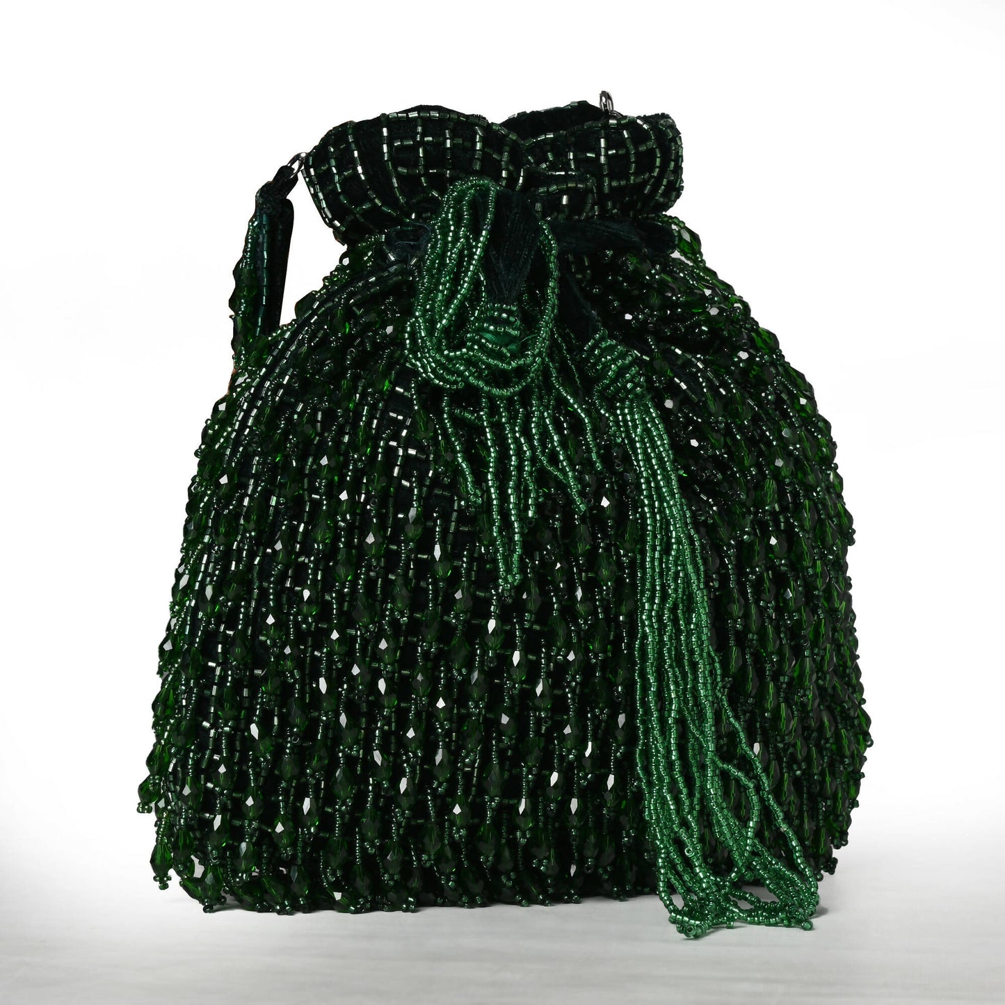 Emerald Glass Beaded Potli