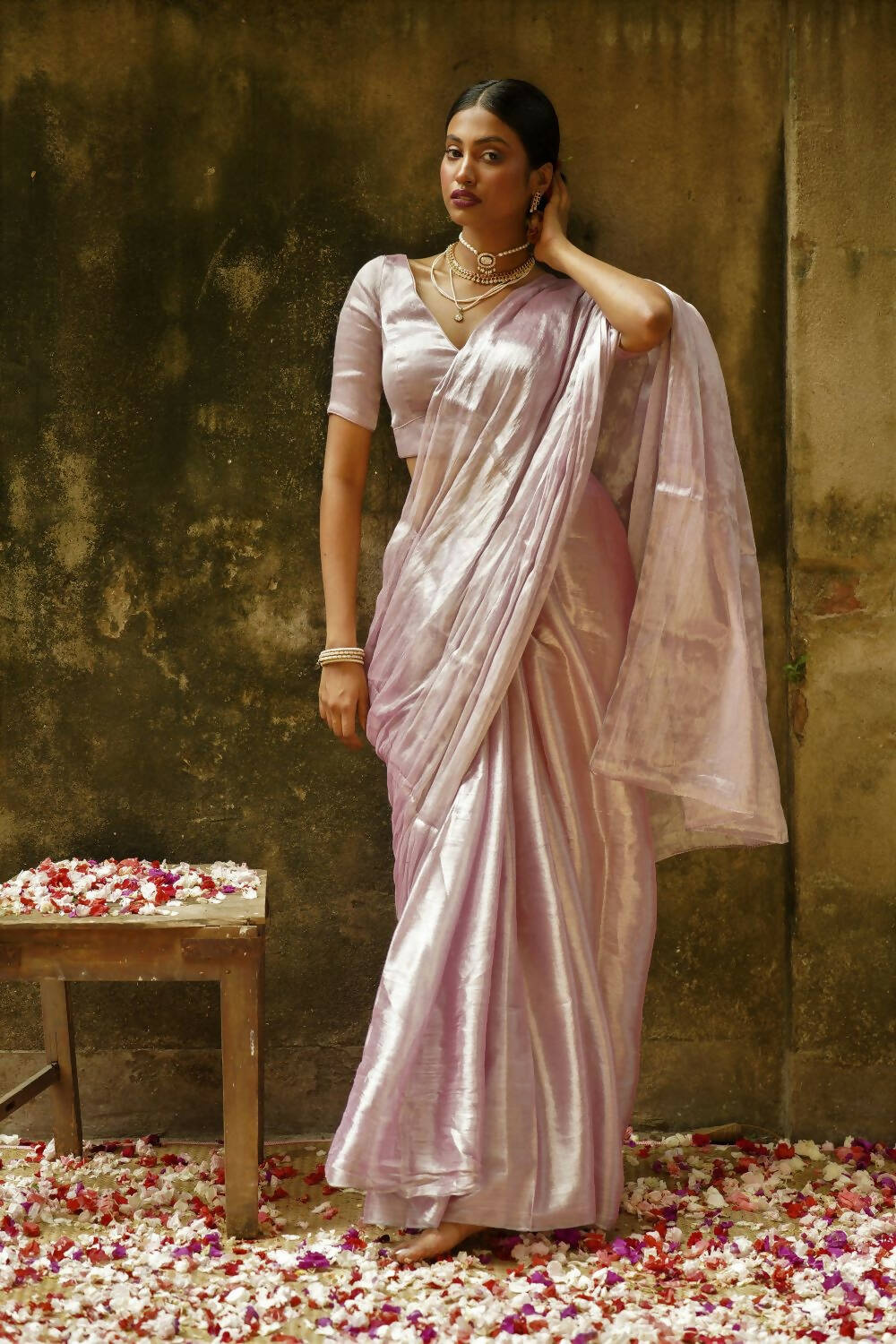 Tissue top wedding saree