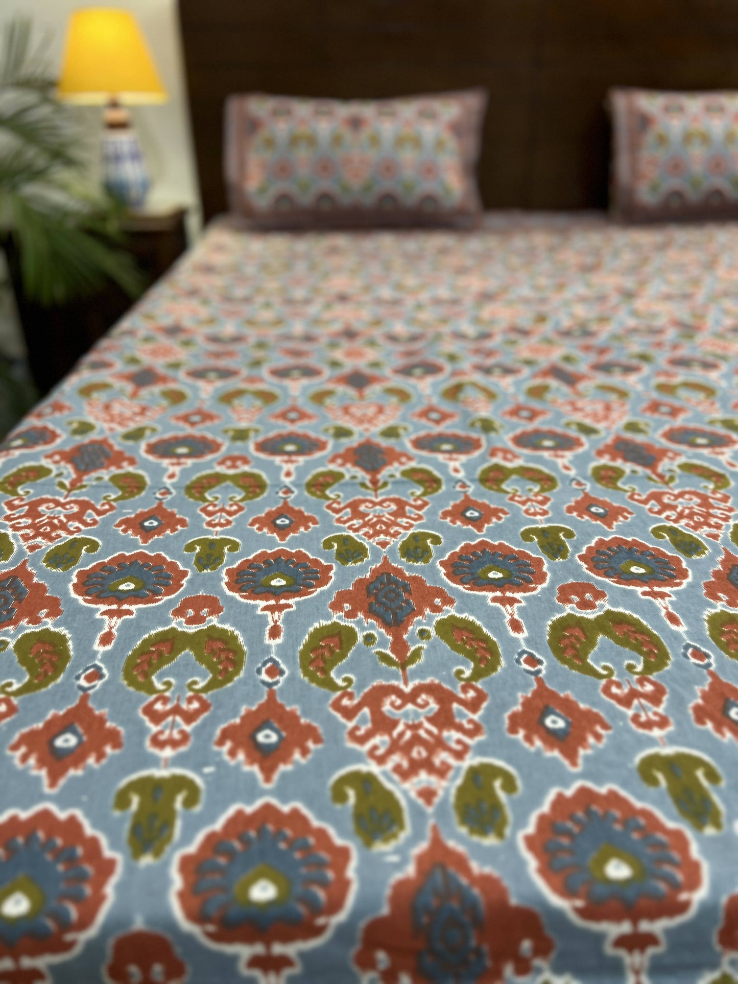 Multicolored Handprinted King Sized Bedsheet