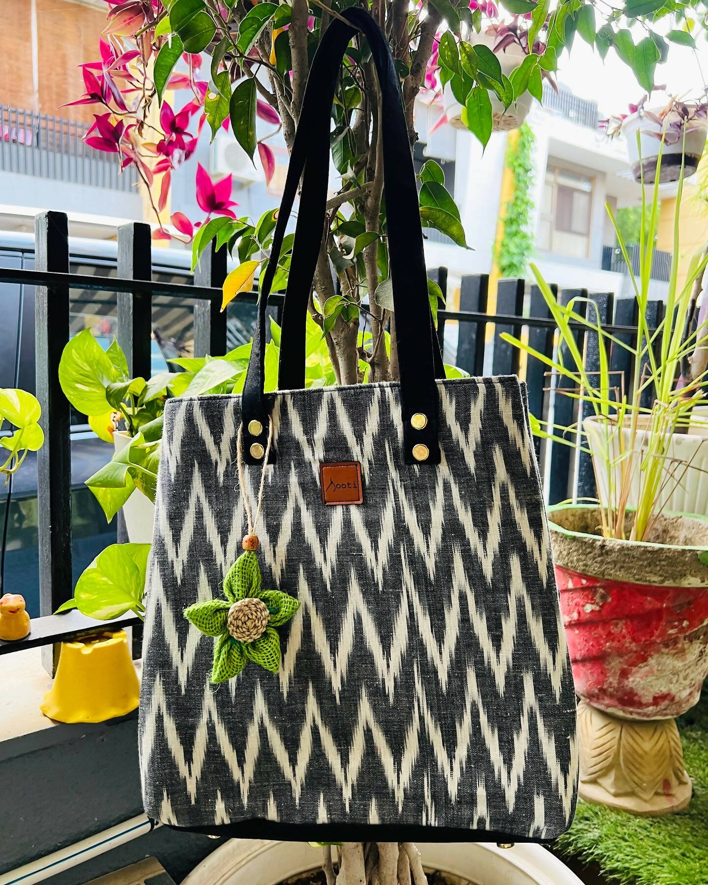 Ikat Grey & Black Tote Bag