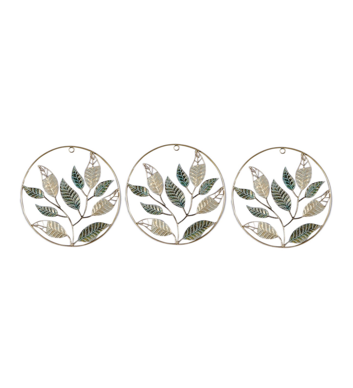 Green & Gold Mango Leaves Wall Decor Set of 3