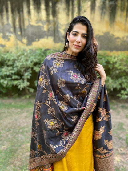 Mustard Yellow Cotton Silk Set