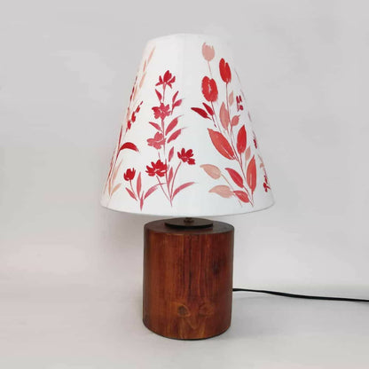 Cone Table Lamp - Red Floral Lamp Shade