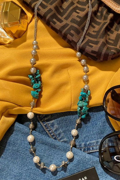 Turquoise cluster necklace