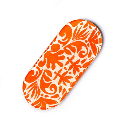 Metal Platter - Orange Tile - Oval