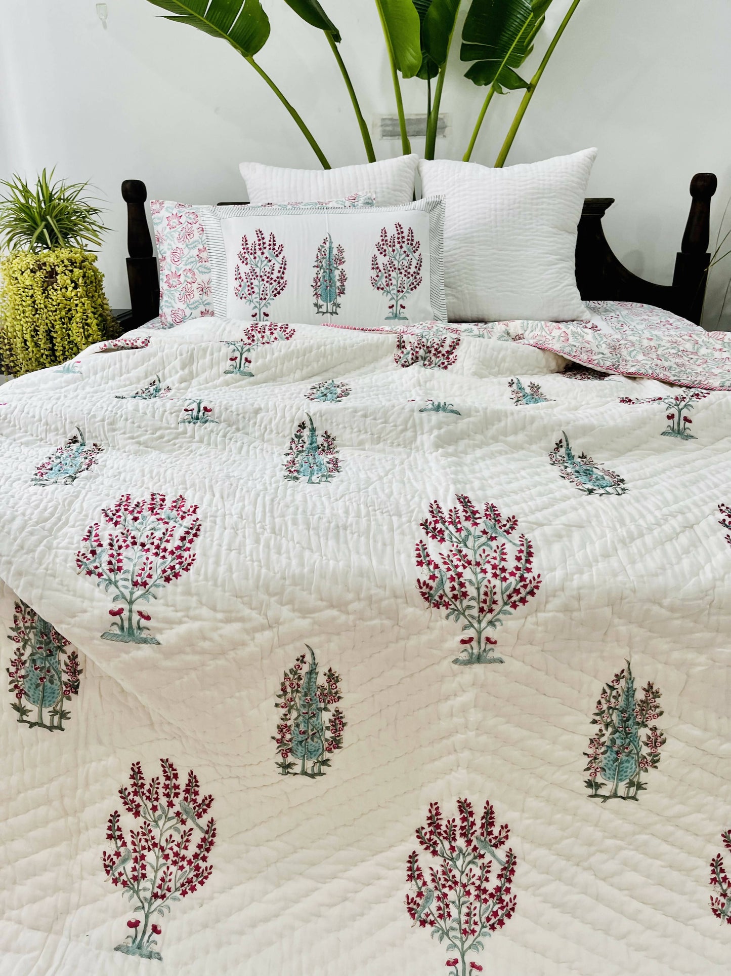 Panchi Hand Block Printed Cotton Bedding Set