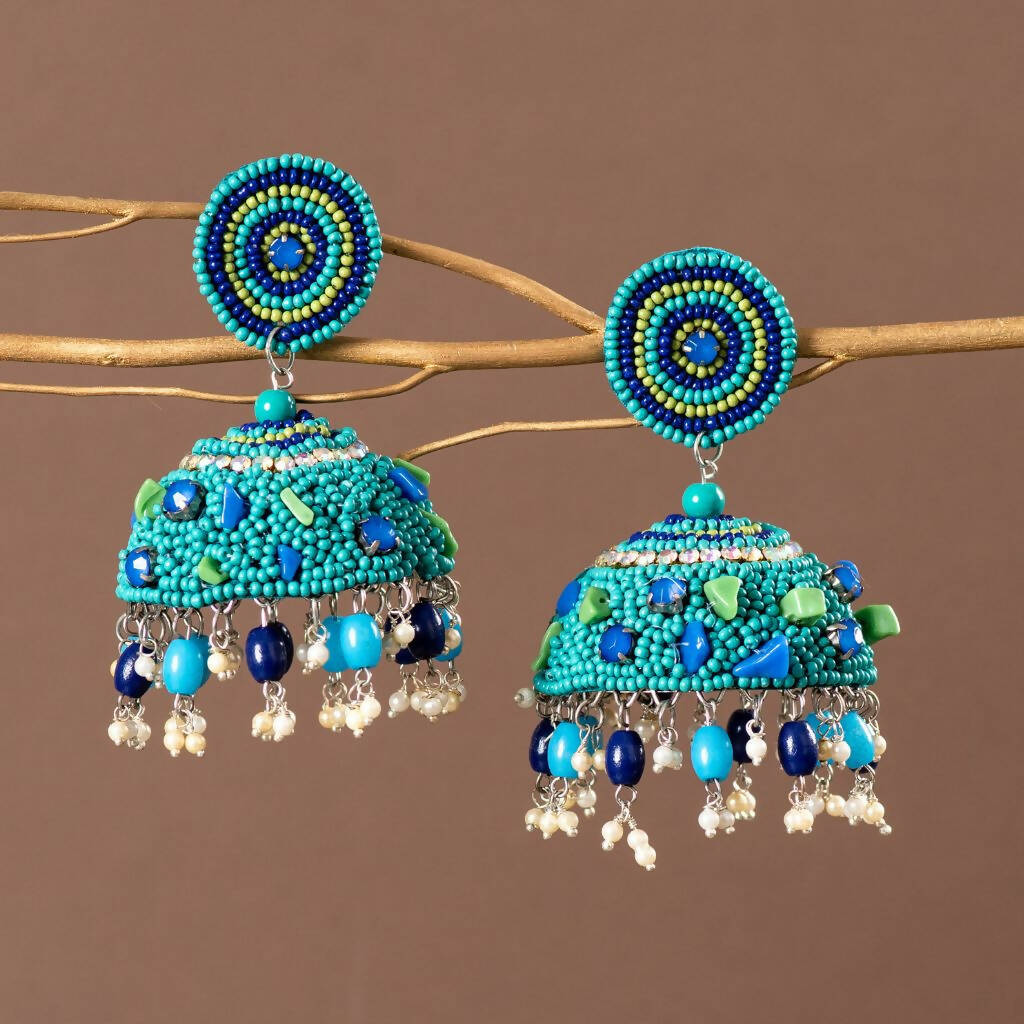 Blue Handcrafted Shaila Jhumkas