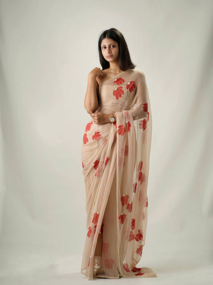 Half-Daisies Chiffon Pearl Saree