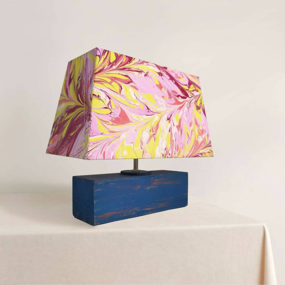 Modern Table Lamp - Marbling | Yellow and Magenta