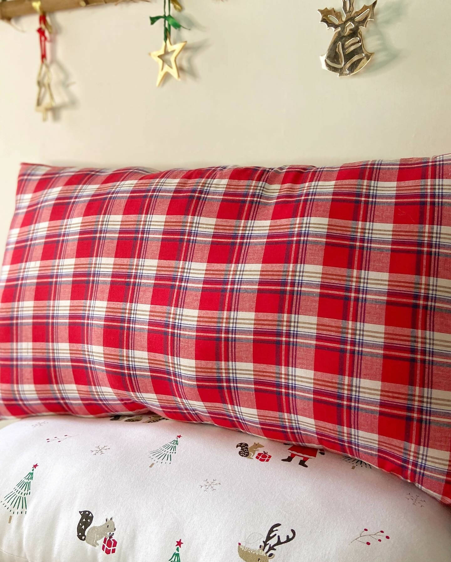 Red Tartan Plaid Lumbar Pillow