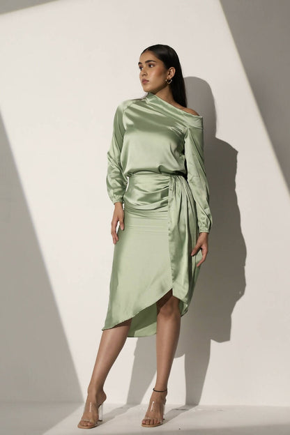 Alive – Sage Green Satin Coord Set