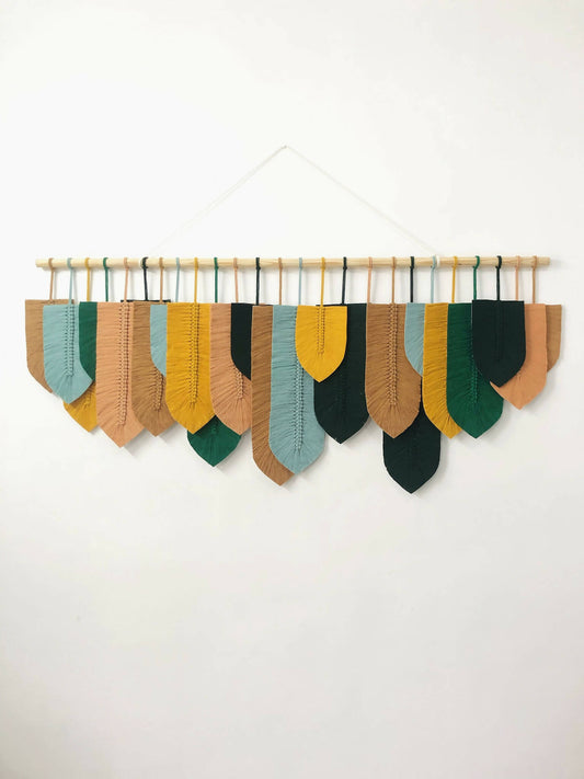 Grand Banana Feathers Macrame Wall Hanging - 5 ft