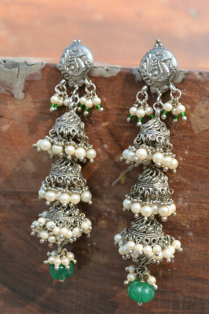 Peacock long jhumkis