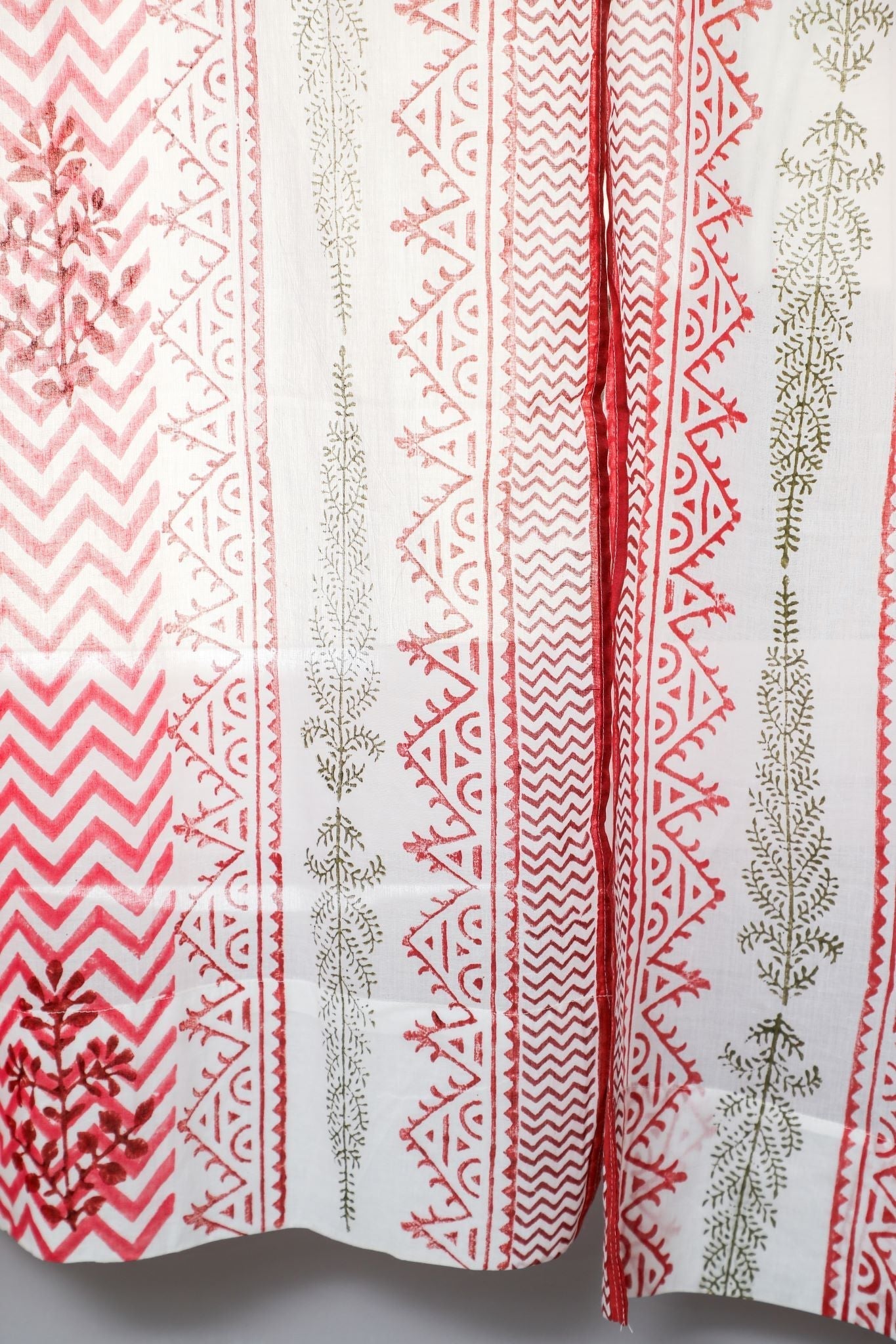 Blast colour red Handblock Printed Cotton Window Curtain