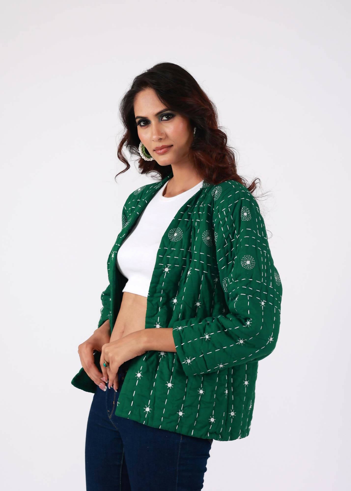 Robin Hand Embroidered Thread Work Cotton Layered Jacket