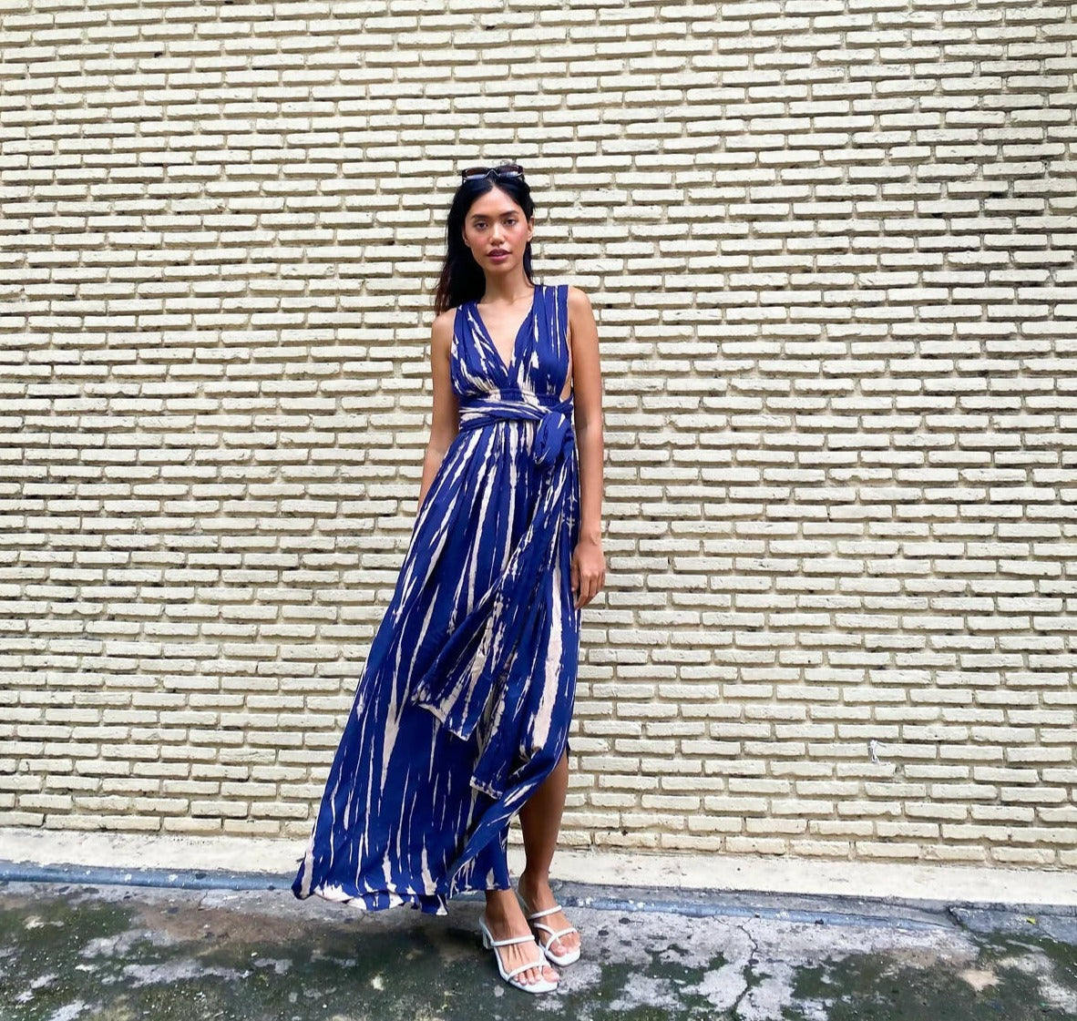 Buy SLEEVELESS BLUE LACE-UP BACKLESS MAXI DRESS for Women Online in India