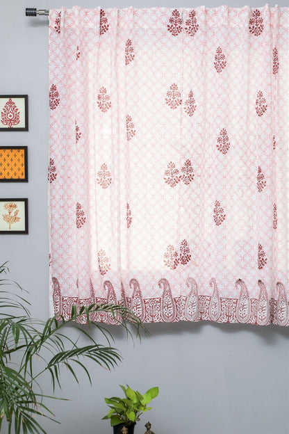 Bunz's Red Bangles Handblock Printed Cotton Window Curtain