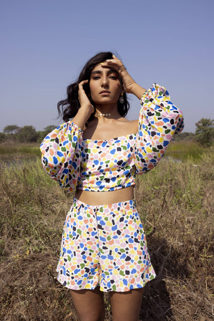 Cold Shoulder Top - in Freckles Print