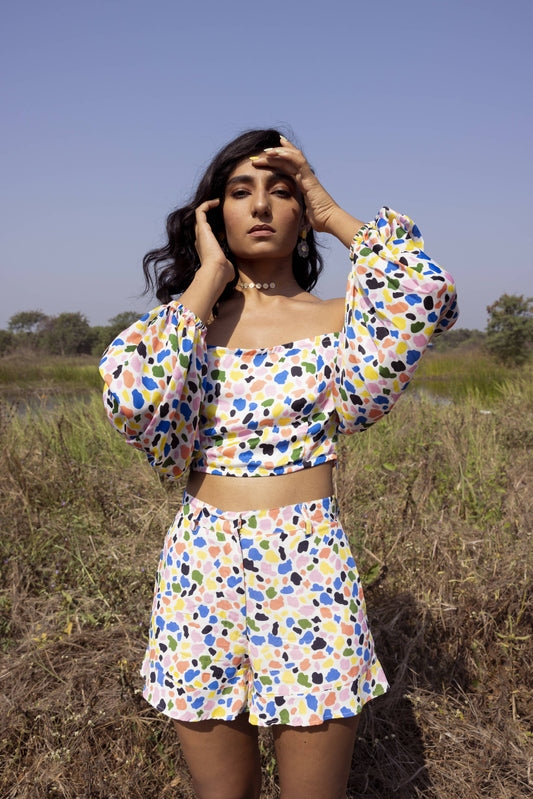 Cold Shoulder Top - in Freckles Print