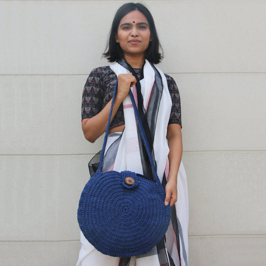 United Urbane Blue crochet shoulder bag