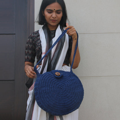 United Urbane Blue crochet shoulder bag