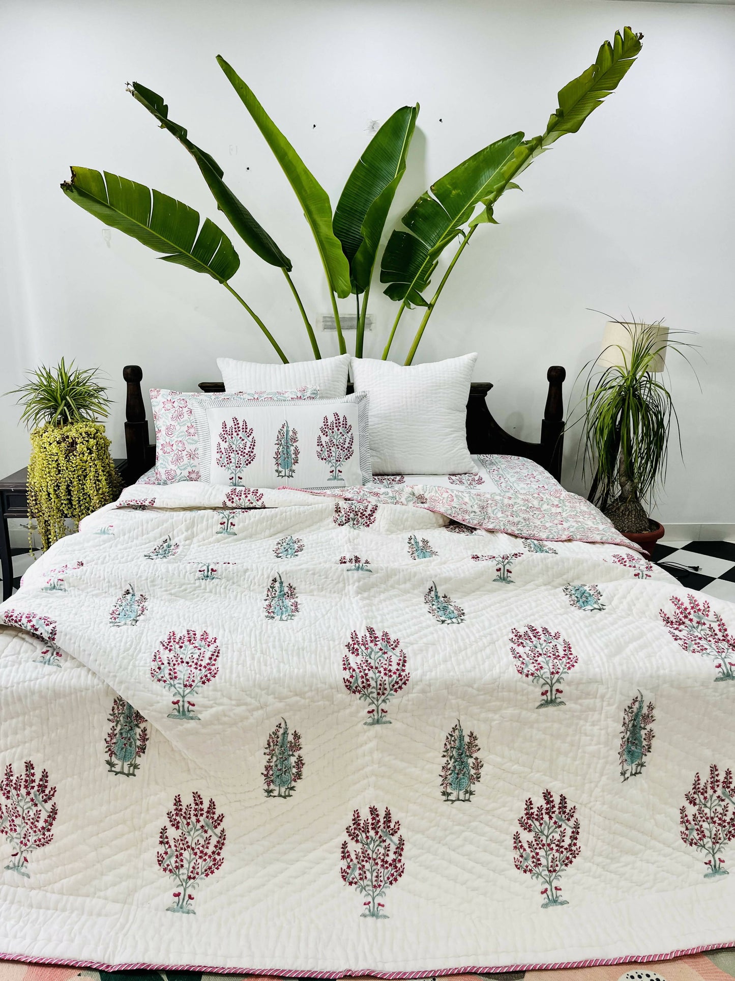 Panchi Hand Block Printed Cotton Bedding Set