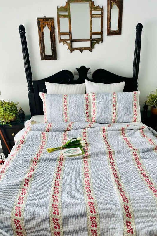 Florence Handblock Printed Quilted Bedcover