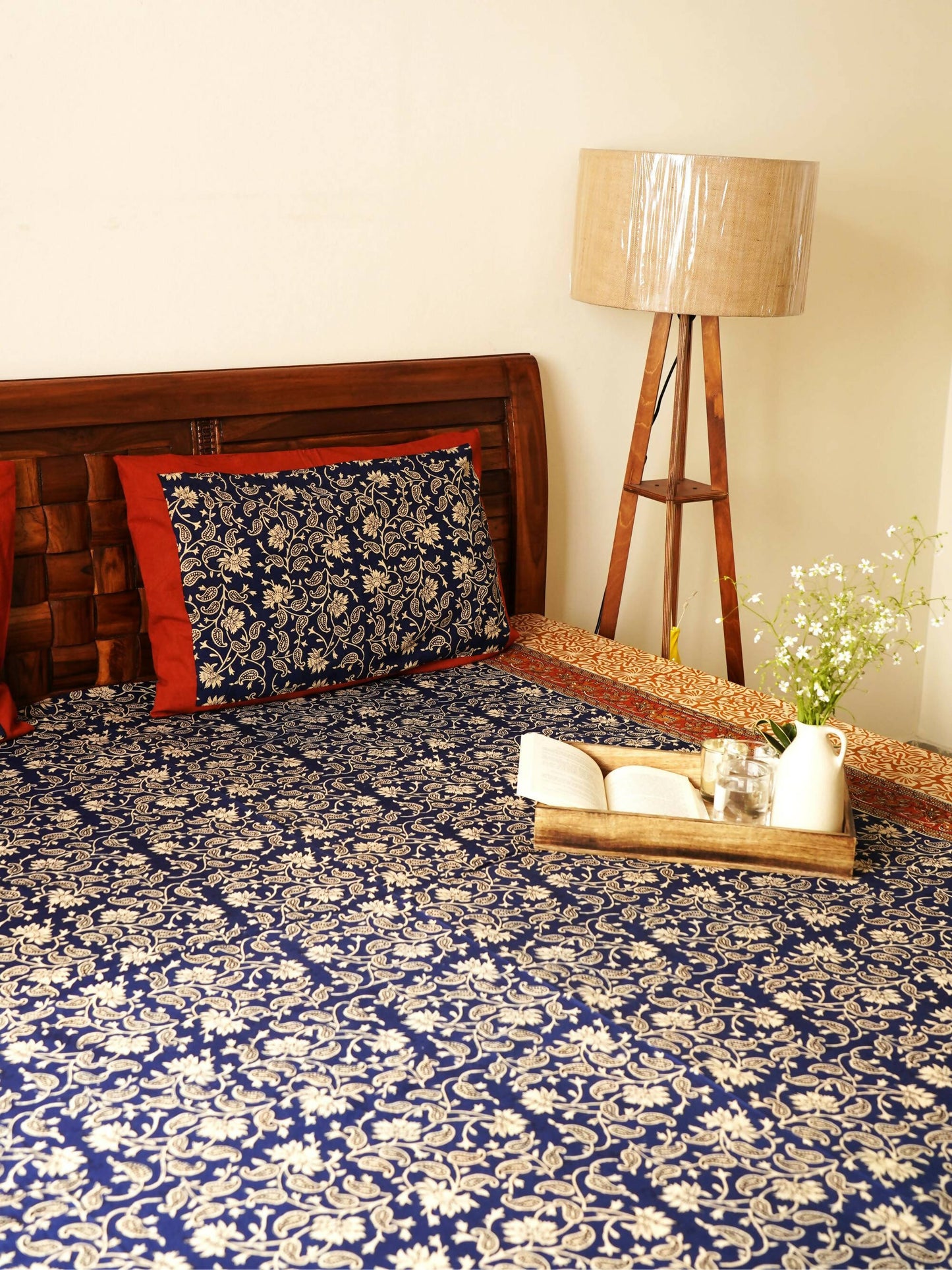 Blue Kalamkari Bedsheet