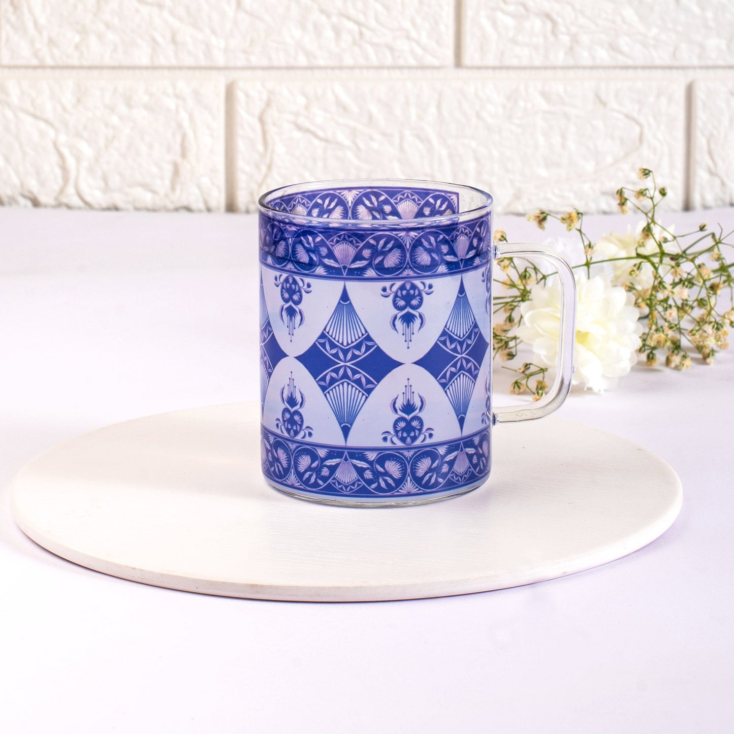 Indigo Print Round Coffee/Tea Mugs