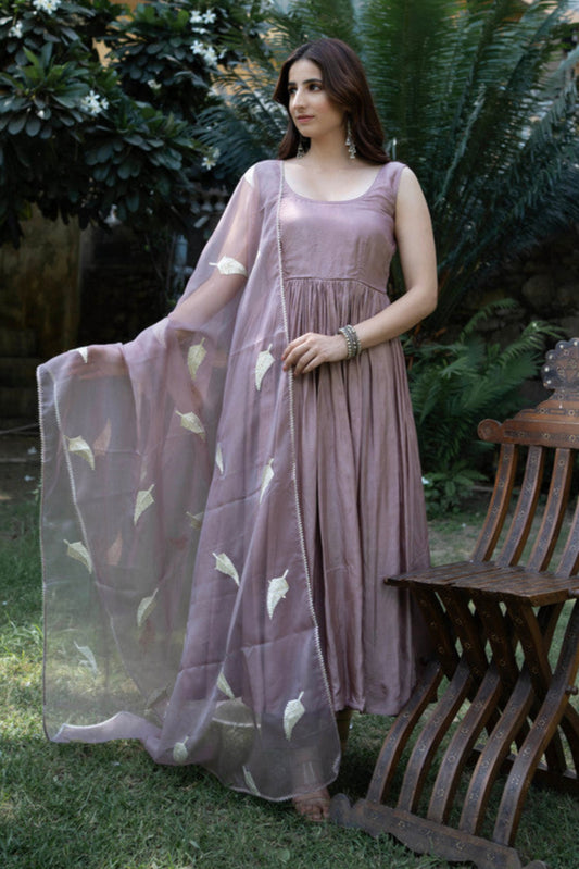 Elderberry Silk Anarkali Suit Set