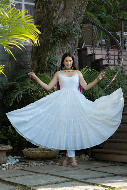 Snow White Cotton Tiered Suit Set