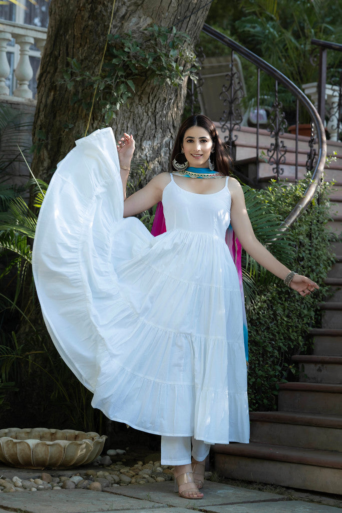 Snow White Cotton Tiered Suit Set