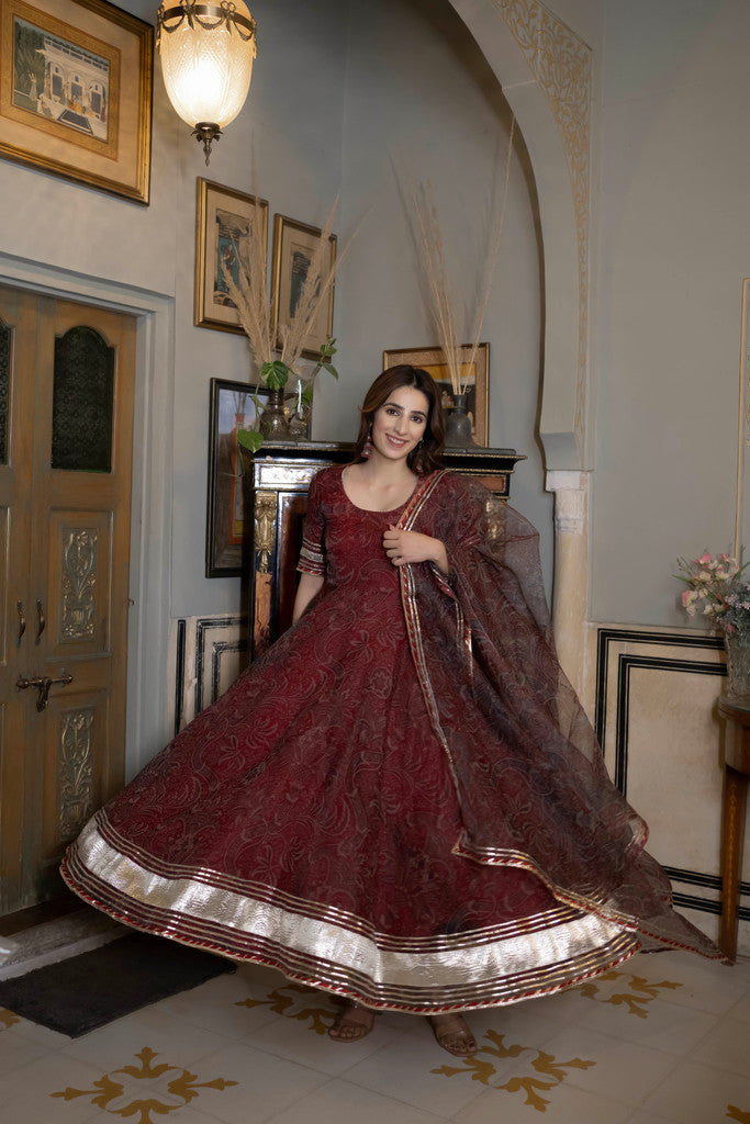 Raspberry Organza Suit Set