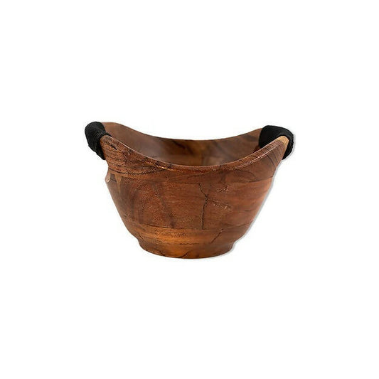 Serving Bowl Wooden Boat with Rope S