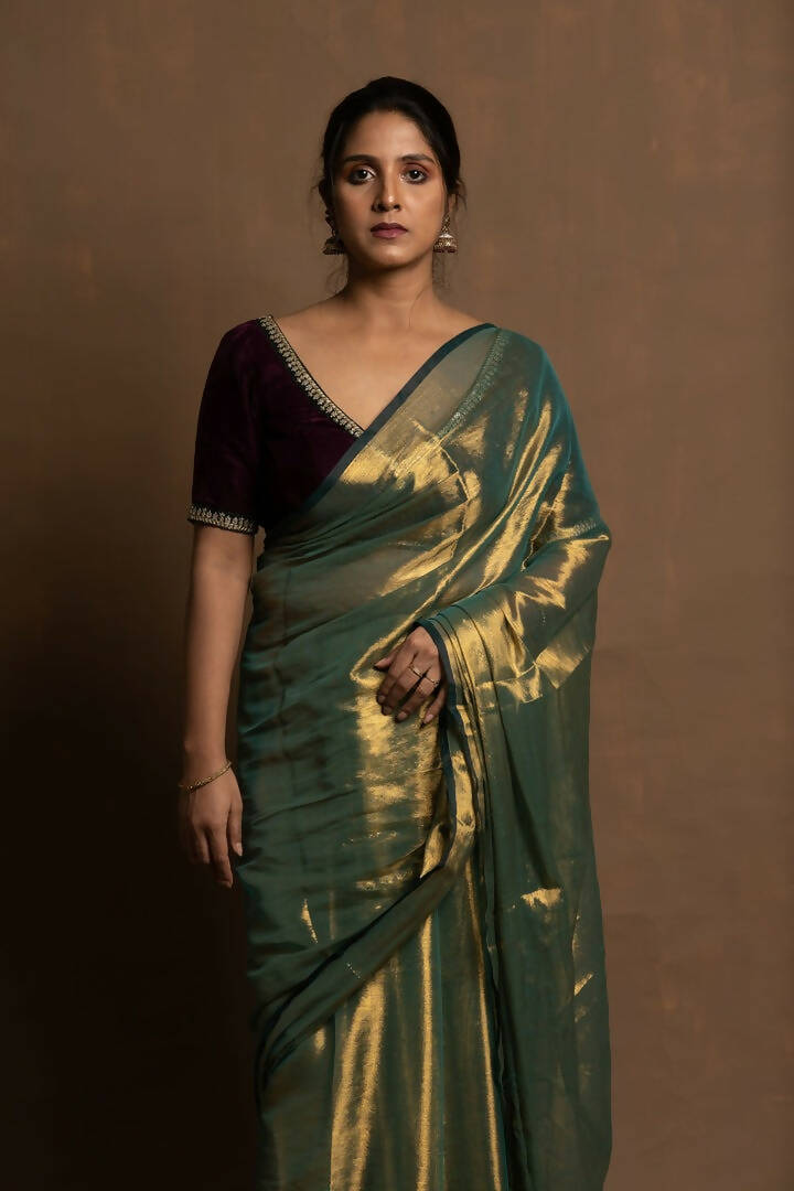 Pataka Green Tissue Saree